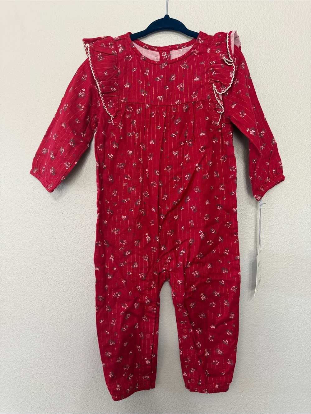 Cloud Island Red Floral Ruffle One-Piece Romper 18 Mo Adorable!